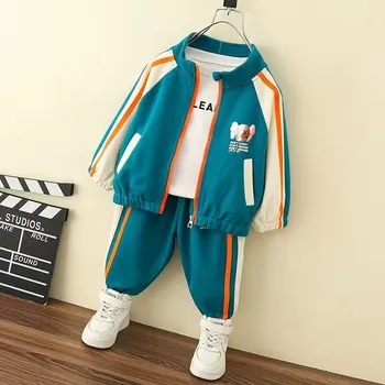 Комплект одежды для мальчиков, осенне-зимняя новая модная детская повседневная спортивная куртка с героями мультфильмов, брюки, комплект из 2 предметов