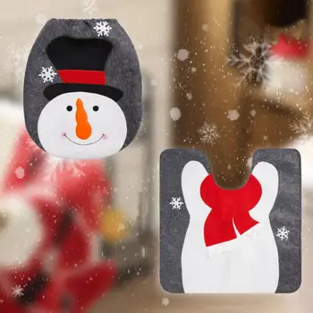Рождественский декор для ванной комнаты, Праздничный снеговик, Безликий Старик, Набор чехлов для унитаза, Нескользящий коврик, украшение для рождественской ванной, Санта-Клаус