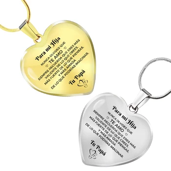 Папа Мама Испанский для дочки подвеска в форме сердца золотое серебряное ожерелье подарок на день рождения, выпускной бижутерия