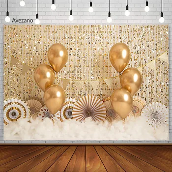 Фон для фотосъемки Avezano Cake Smash Декор для портрета новорожденного на День рождения Золотой Шар С блестками Фотосессия в фотостудии