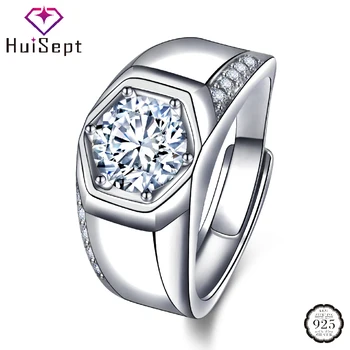Модное кольцо HuiSept с цирконом для мужчин, ювелирные изделия из серебра 925 пробы, аксессуары, подарок на свадьбу, открытые кольца для пальцев, Оптовая продажа, Прямая поставка