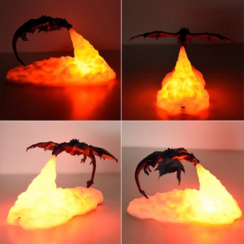 3d лампа Dragon, креативная настольная лампа, подарок на ночь, Игровое освещение в форме Spitfire, украшения Lampara Ice and Fire на Хэллоуин
