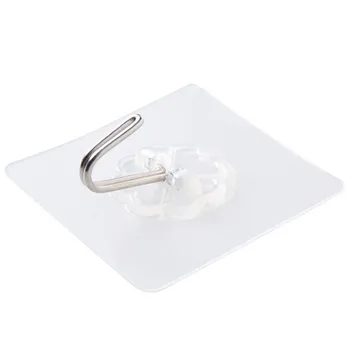 12шт Прозрачных самоклеящихся крючков из нержавеющей стали, вешалка для ключей для кухни, двери в ванную, настенная многофункциональная 3