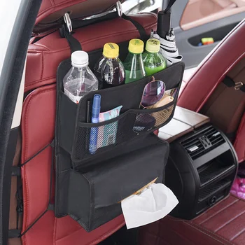 1 шт. сумка для заднего сиденья, прочная сумка для хранения, подвесной чехол для сиденья с коробкой для салфеток для автомобилей (черный)