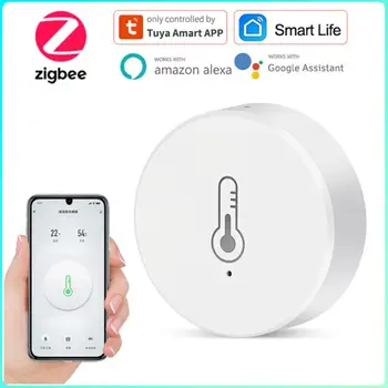Датчик температуры и влажности Tuya ZigBee Smart Life с питанием от аккумулятора, работа с Alexa Google Home Smart Life / Управление приложением Tuya