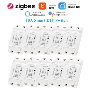 1-8 шт. Реле Tuya ZigBee 10A Smart DIY Switch Smartlife Приложение Дистанционного Управления 