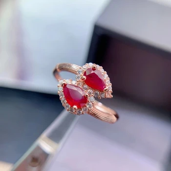 Кольцо с натуральным бирманским рубином для помолвки Всего 0,8 карата, кольцо из серебра 925 пробы с рубином 4 мм * 6 мм, ювелирные изделия с позолоченными драгоценными камнями