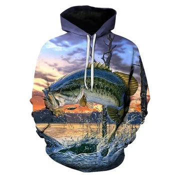Новая мужская толстовка с рисунком рыбалки с 3D-принтом, толстовка для охоты на рыбу, мужская и женская мода, топы больших размеров sudaderas