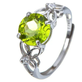 Оригинальный дизайн, зеленый кристалл, граненый, блестящая бабочка, открывающееся регулируемое кольцо, легкое роскошное очарование, женские серебряные украшения 5