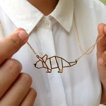 Модные Трицератопсы, ожерелье с динозавром Оригами, женское ожерелье-оригами, памятный подарок для домашних животных