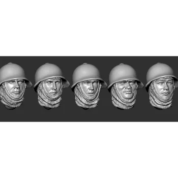 Набор моделей головок из смолы для литья под давлением в масштабе 1/35, головы солдат в шлемах, 5 голов, миниатюрная игрушка, в разобранном виде и неокрашенная, 012X