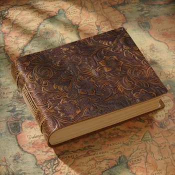 Винтажный блокнот для дневника, творческий блокнот, кожаный блокнот для эскизов ручной работы, книга из воловьей кожи 1