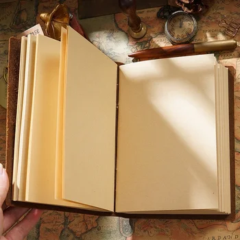 Винтажный блокнот для дневника, творческий блокнот, кожаный блокнот для эскизов ручной работы, книга из воловьей кожи 3