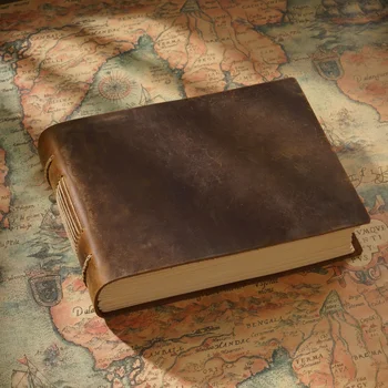 Винтажный блокнот для дневника, творческий блокнот, кожаный блокнот для эскизов ручной работы, книга из воловьей кожи 5