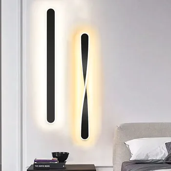 Скандинавский светодиодный настенный светильник с минималистичной полосой, прикроватная тумбочка для спальни, лестница для гостиной, современное настенное бра, светильник для домашнего декора, блеск