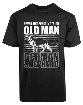 Немецкую овчарку Никогда не стоит недооценивать, а старика Новую мужскую рубашку Novels Love Tee с длинными рукавами