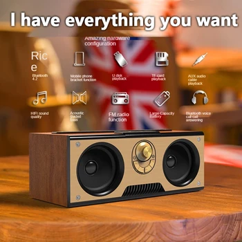 Ретро Деревянный динамик Bluetooth Портативный Беспроводной Сабвуфер с двумя аудиосистемами Echo Wall Компьютер Домашний Кинотеатр Музыкальный Центр RadioBoombox