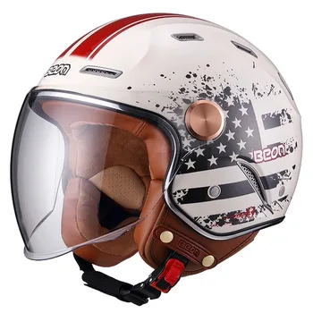 BEON B122 Ретро мотоциклетный шлем с открытым лицом, с двумя линзами, винтажный Мото шлем Casco Capacete Helmets 0