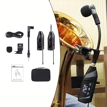 Сверхвысокочастотный беспроводной микрофон для саксофона, беспроводной приемник-передатчик для саксофона, труба, зажим для микрофона музыкального инструмента