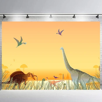 Фотография травы с рисунком динозавра, детский фон с Птерозавром, фоновый баннер, украшение детской спальни на День рождения 0
