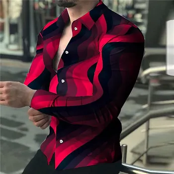Мужская рубашка с длинным рукавом и отворотом, уличная одежда с 3D принтом, одежда с длинным рукавом и пуговицами, модная дизайнерская повседневная дышащая одежда 0