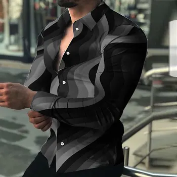 Мужская рубашка с длинным рукавом и отворотом, уличная одежда с 3D принтом, одежда с длинным рукавом и пуговицами, модная дизайнерская повседневная дышащая одежда 1
