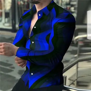 Мужская рубашка с длинным рукавом и отворотом, уличная одежда с 3D принтом, одежда с длинным рукавом и пуговицами, модная дизайнерская повседневная дышащая одежда 2