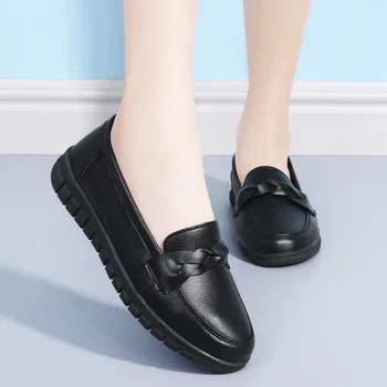 2024 Новые женские туфли на плоской подошве, весенняя женская повседневная обувь из натуральной кожи, модные женские кроссовки 35-41 0