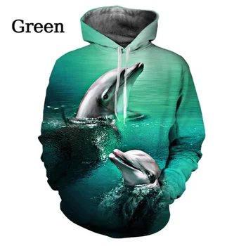 Новая модная толстовка с 3D принтом абстрактного дельфина, толстовка с милыми животными, Мужской/Женский Повседневный пуловер 5