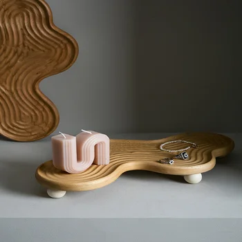 Лоток для хранения из цельного дерева со встроенным литьем, современный минималистичный креативный дизайн, милый лоток для хранения в плавающем облаке в стиле Ins