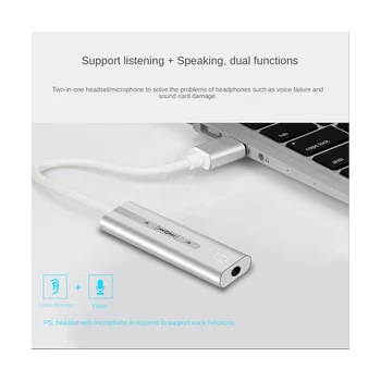 Внешняя звуковая карта USB с разъемом от USB3.0 до 3,5 мм, аудиомикрофон, адаптер для наушников для ноутбука Macbook, звуковая карта для ПК, черный