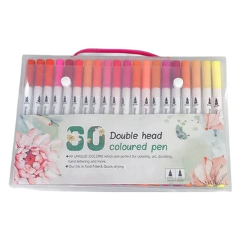 Двусторонняя ручка с крючком, цветной маркер, набор для рисования акварельной ручкой с мягкой головкой, 60 цветов