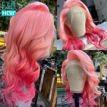 Парики из натуральных волос, предварительно выщипанные, с розовой изюминкой, с объемной волной, Бразильский парик из волос Remy для женщин, 180%