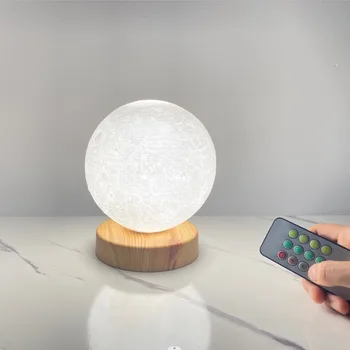 3D Лунная лампа Светодиодный ночник на батарейках с подставкой Звездная лампа Декор спальни Ночные светильники Подарок для детей Лунная лампа