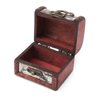 1шт Винтажный Деревянный Ящик для хранения Карт Металлический Замок Ювелирные Изделия Запонки Сундук Чехол