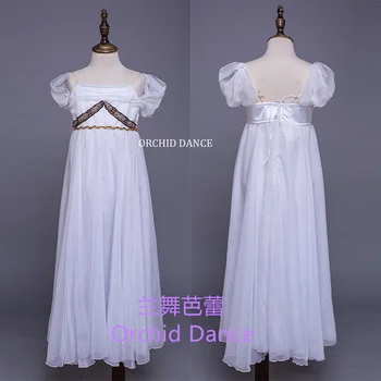 Дышащая детская одежда для выступлений для девочек нестандартного цвета, современное белое лирическое балетное платье