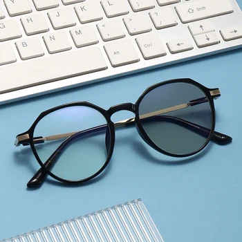 Новые очки для пресбиопии с защитой от синего света, меняющие цвет, Круглые оправы для ретро-очков с защитой от усталости, Ультралегкая оправа для очков от 0 до + 4,0