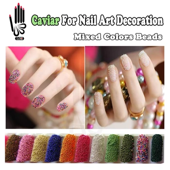Дизайн ногтей 6 цветов / лот, Украшение для ногтей икрой, Смешанные 68 цветов, круглые бусины, 3D Разноцветные бусины, лак для ногтей Mate's для нейл-арта