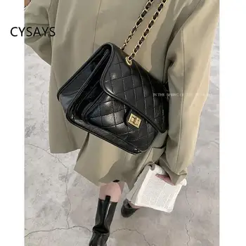 Новая модная женская сумка через плечо с бриллиантовой цепочкой в стиле CH 2024 года с большой вместимостью и функцией сумки-тоут с замком и пряжкой