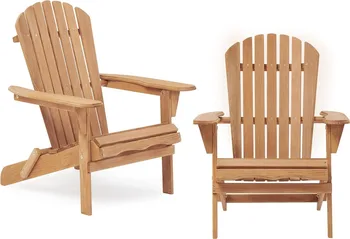 Деревянный складной стул Adirondack, набор из 2, наполовину собранных деревянных шезлонгов для внутреннего дворика, садовой лужайки, светло-коричневый