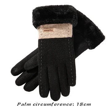 Высококачественные зимние перчатки для женщин, вязаная шерсть, меховая подкладка, грелка для рук, новые элегантные перчатки 2023 года -черный, серый, розовый