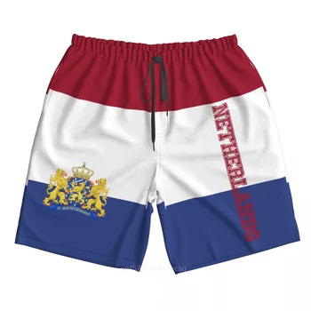 2023 Летний Полиэстер, флаг страны Нидерландов, мужские шорты с 3D-принтом, пляжные летние брюки для бега с карманами