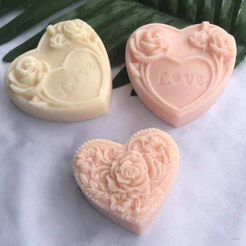 Chzimade 3D Сердце Любви Цветок Розы Силиконовая Форма для мыла DIY Декор Инструменты Для выпечки Набор для изготовления Свечей из глины Ручной работы