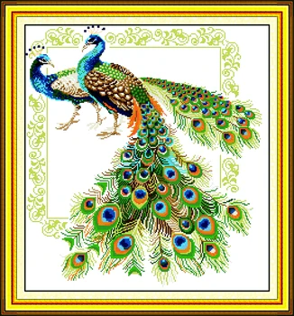 Набор для вышивания крестиком Joy Sunday с предварительной печатью Easy Pattern Aida, набор для вышивания из тисненой ткани-Lucky Peacocks