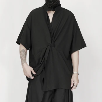 Летняя новая рубашка нишевого дизайнера Yamamoto black ruffian, красивая повседневная свободная рубашка на молнии с короткими рукавами