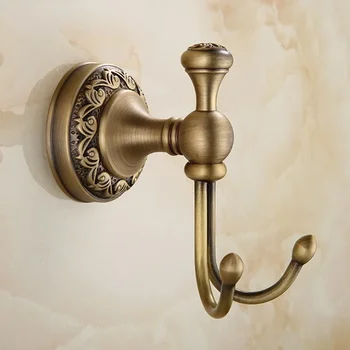 Двойной крючок для халата, пальто и полотенец для ванной комнаты, настенный, отделка из античной бронзы, крючки для ванной комнаты, настенные крючки 0