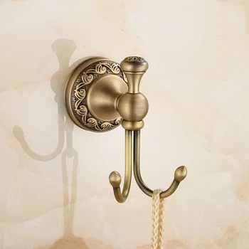Двойной крючок для халата, пальто и полотенец для ванной комнаты, настенный, отделка из античной бронзы, крючки для ванной комнаты, настенные крючки 1