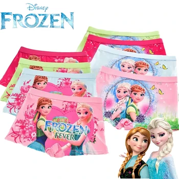 4шт Детских трусиков Disney Frozen Girls с мультяшной принцессой Анной Эльзой, Милое розовое подростковое нижнее белье, Летние модальные шорты, Детские боксеры