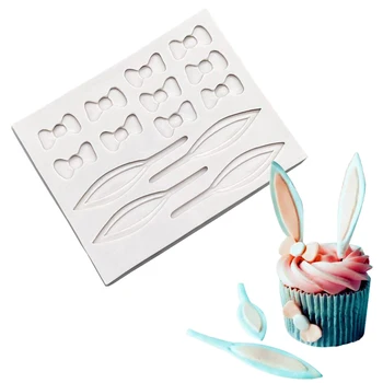 Силиконовая форма для выпечки торта с заячьими ушками и бантиком Sugarcraft, Форма для выпечки шоколадных кексов, Инструменты для украшения торта помадкой