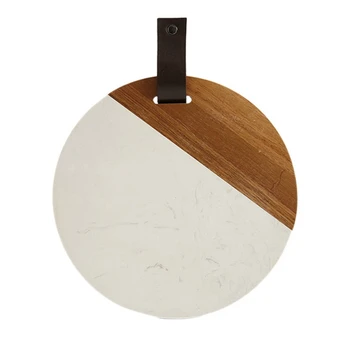 Круглая мраморная сырная тарелка 10-дюймовый сервировочный поднос из цельного дерева в современном стиле Лоток для демонстрации товаров 0
